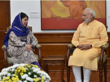 Jammu and Kashmir CM Mehbooba Mufti and Prime Minister Narendra Modi in New Delhi. Twitter@ PMOIndia