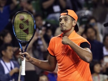 Australia's Nick Kyrgios reacts during a match. AP