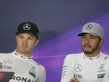 Nico Rosberg of Germany and his teammate Lewis Hamilton. AP