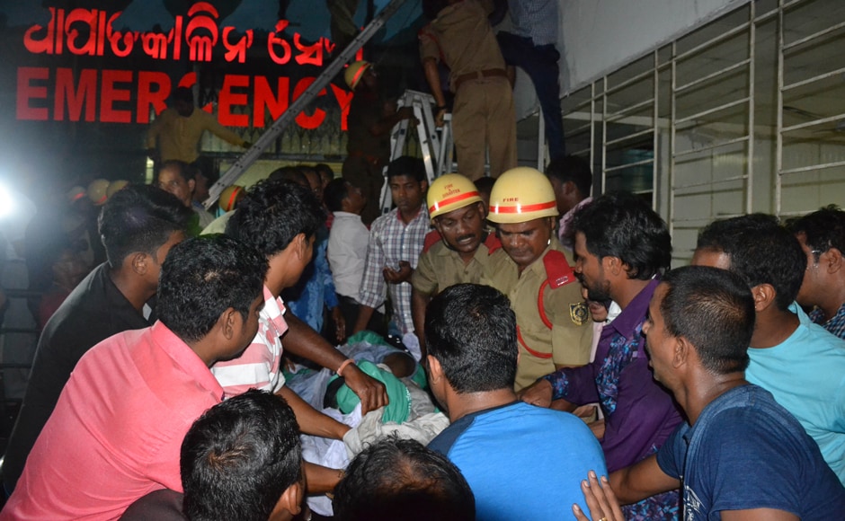 Four officials were suspended from the hospital following the incident for dereliction of duty. Fire Service Depatment carried out the rescue and relief operation. Photo: Biswa Ranjan Four officials were suspended from the hospital following the incident for dereliction of duty. Fire Service Depatment carried out the rescue and relief operation. Photo: Biswa Ranjan