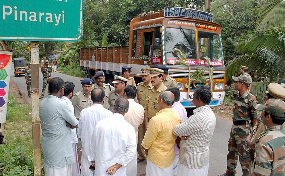 Over 2000 police personnel were mobilised in Kannur. Those who had gone on leave were asked to report for duty even as investigations over the death of Remith continued. Photo: PTI Over 2000 police personnel were mobilised in Kannur. Those who had gone on leave were asked to report for duty even as investigations over the death of Remith continued. Photo: PTI