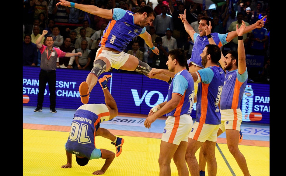 A hard fought comeback was complete as Indian players celebrate after beating Iran by 39-28 points. PTI A hard fought comeback was complete as Indian players celebrate after beating Iran by 39-28 points. PTI