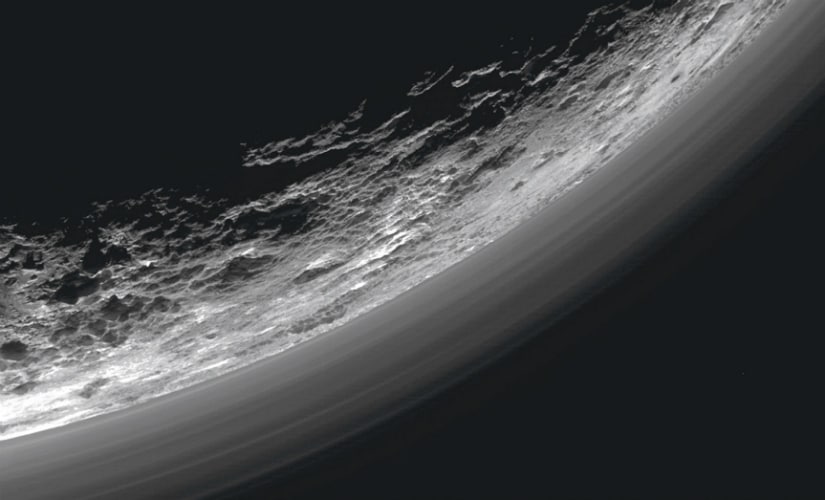 Haze layers above the dwarf planet Pluto are seen in an undated image taken by the Ralph/Multispectral Visible Imaging Camera (MVIC) on NASA's New Horizons spacecraft. Reuters