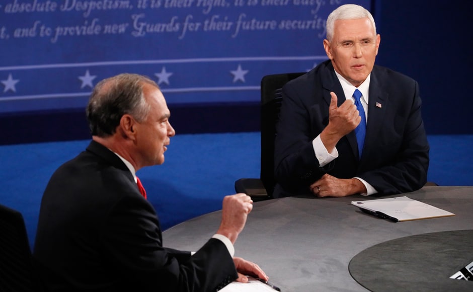 Pence was as modest and polite in style as Trump was brash and insulting, while Kaine, also with a modest style on Capitol Hill, appeared to take a more aggressive stance than Pence in attacking the rival camp. Reuters Pence was as modest and polite in style as Trump was brash and insulting, while Kaine, also with a modest style on Capitol Hill, appeared to take a more aggressive stance than Pence in attacking the rival camp. Reuters