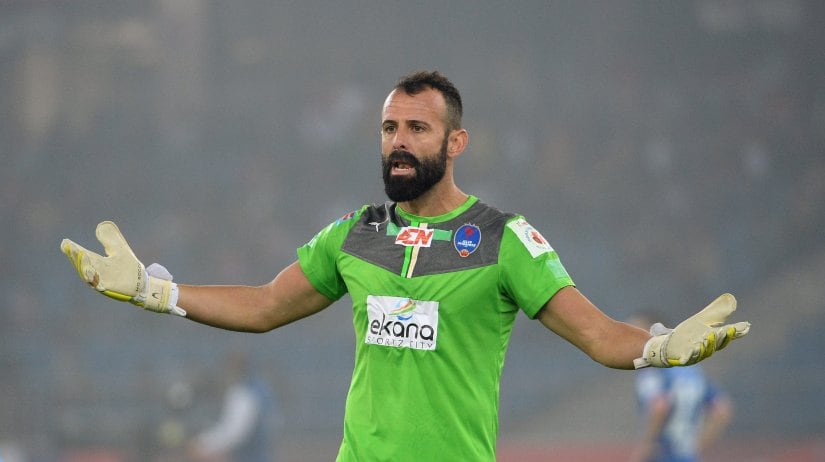 Delhi Dynamos FC Spanish goalkeeper Antonio Doblas. AFP