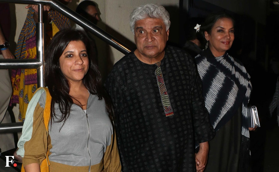 Javed Akhtar with wife Shabana Azmi and daughter Zoya Akhtar. Sachin Gokhale/Firstpost Javed Akhtar with wife Shabana Azmi and daughter Zoya Akhtar. Sachin Gokhale/Firstpost