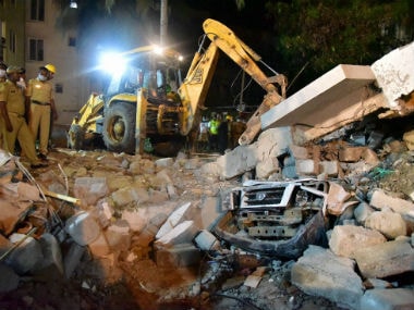 Debris being cleared from the site. PTI