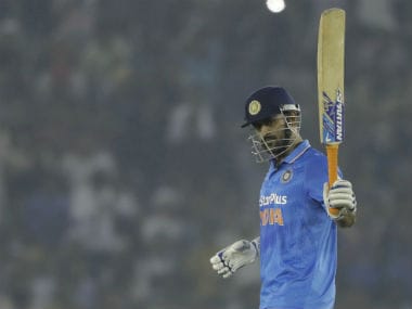 MS Dhoni after scoring a half-century against New Zealand at Mohali. AP