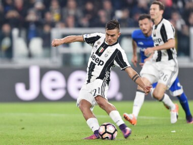 Juventus' Paulo Dybala scores against Udinese on Saturday. AP