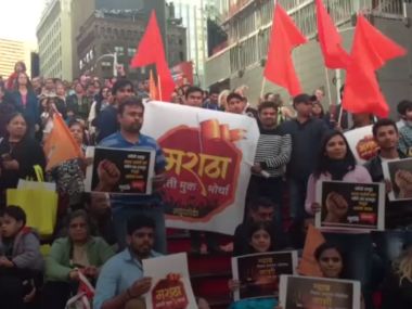 Watch: Marathas in New York protest to support community in Maharashtra Watch: Marathas in New York protest to support community in Maharashtra