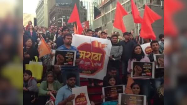 Watch: Marathas in New York protest to support community in Maharashtra