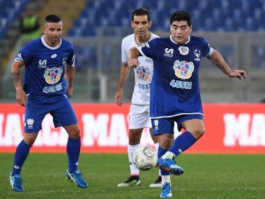 Diego Maradona stars in match for peace, loses calm after rough tackles