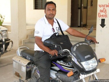 After the pilot programme, field officers, such as Sagar, now handle double the cases they would manage in the past. He works seven hours on the field, and then at home, all for Rs. 15,000 a month. Pic courtesy: Indiaspend