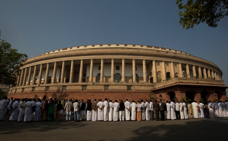 Opposition parties on Wednesday came together to protest against demonetisation outside Parliament, with Congress vice-president Rahul Gandhi describing it as the world's Opposition parties on Wednesday came together to protest against demonetisation outside Parliament, with Congress vice-president Rahul Gandhi describing it as the world's