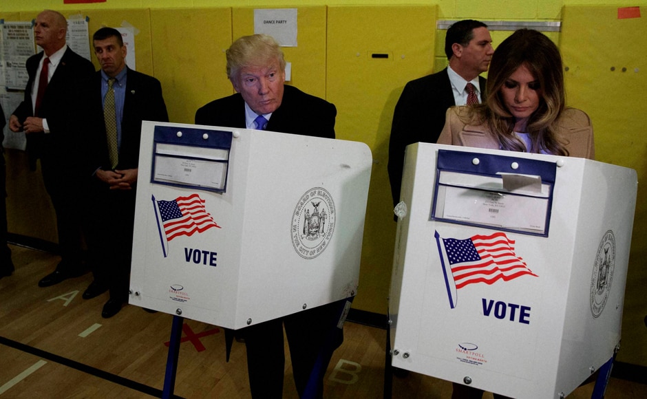 Republican presidential candidate Donald Trump, and his wife Melania, casts their ballots in New York. AP Republican presidential candidate Donald Trump, and his wife Melania, casts their ballots in New York. AP