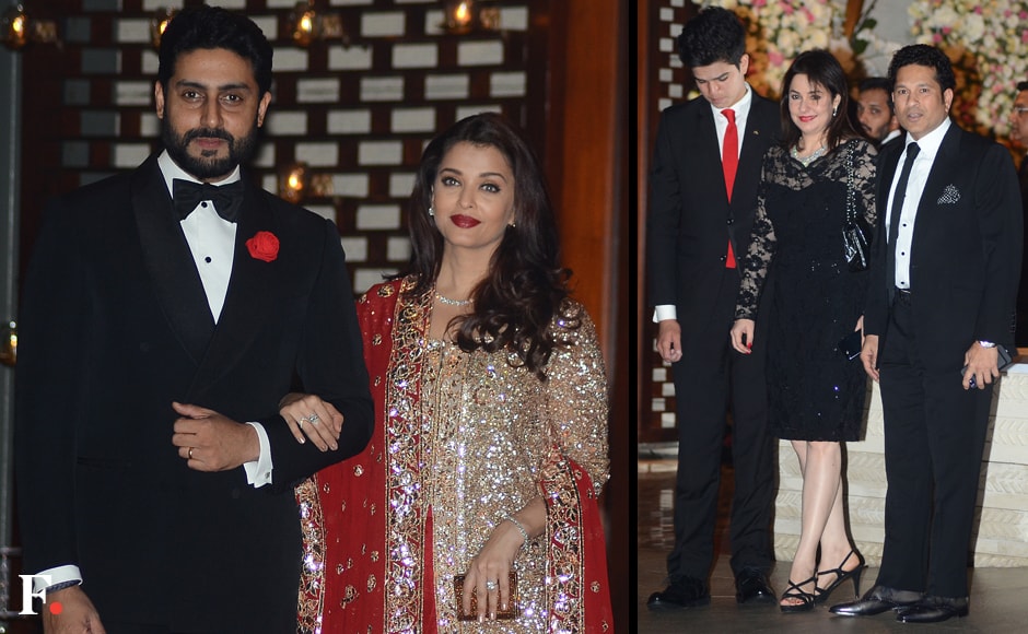 Abhishek Bachchan and Aishwarya Rai Bachchan; Sachin Tendulkar and his family. Abhishek Bachchan and Aishwarya Rai Bachchan; Sachin Tendulkar and his family.