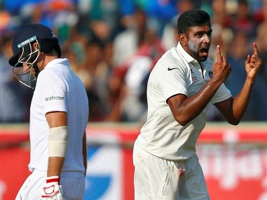 Ravichandran Ashwin celebrates the dismissal of Joe Root. Reuters