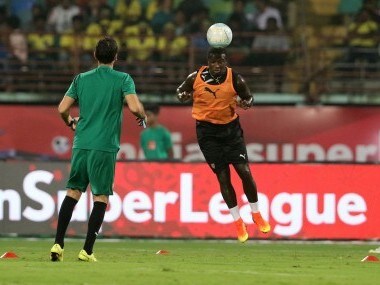Bernard Mendy of Chennaiyin FC during a training session. ISL