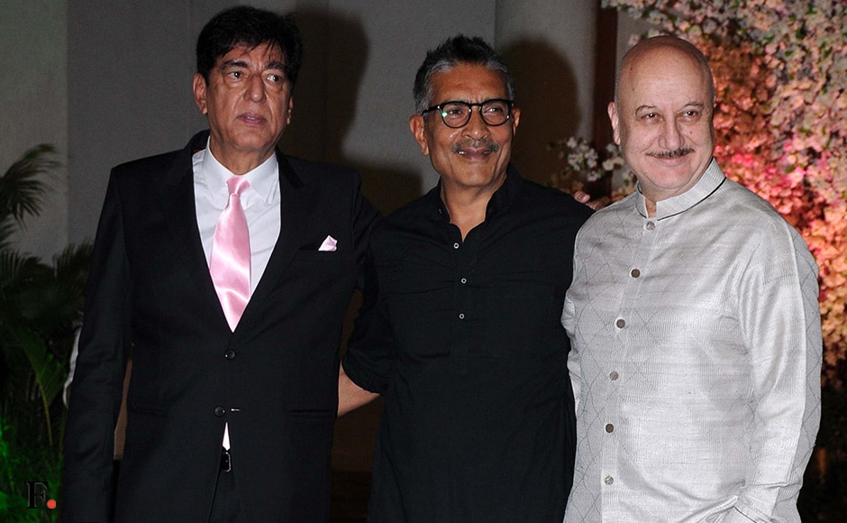 Father of the bride Rakeshnath, director Prakash Jha and Anupam Kher. Sachin Gokhale/Firstpost Father of the bride Rakeshnath, director Prakash Jha and Anupam Kher. Sachin Gokhale/Firstpost