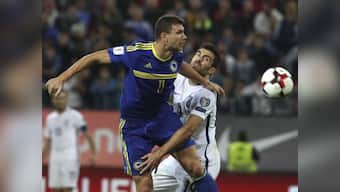 Edin Dzeko pulls down opponent's shorts in World Cup Qualifier, gets sent off