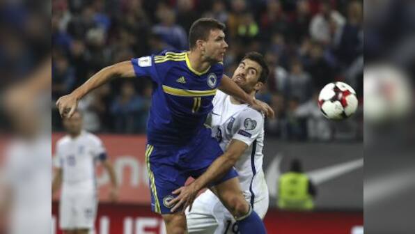 Edin Dzeko pulls down opponent's shorts in World Cup Qualifier, gets sent off