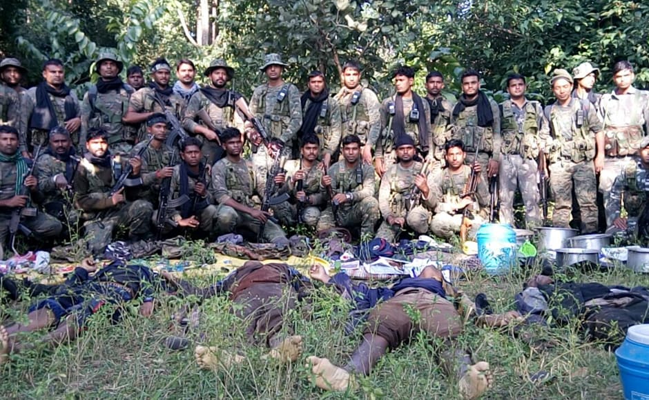Six suspected Naxals were killed in a gun battle with CRPF commandos in Latehar district of Jharkhand on 23 November. Photo: Chetna, Pradesh 18 Ranchi Six suspected Naxals were killed in a gun battle with CRPF commandos in Latehar district of Jharkhand on 23 November. Photo: Chetna, Pradesh 18 Ranchi