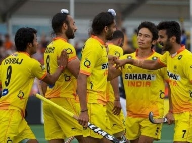 The Indian hockey team celebrate their win. Image courtesy: Twitter