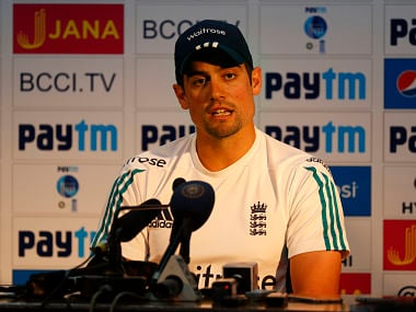 England's cricket team captain Alastair Cook speaks to the media. AP