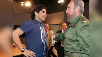 Former Argentine soccer star Diego Maradona hails Fidel Castro as "second father"