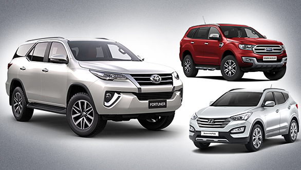Spec comparo: Toyota Fortuner vs Ford Endeavour vs Hyundai Santa Fe Spec comparo: Toyota Fortuner vs Ford Endeavour vs Hyundai Santa Fe