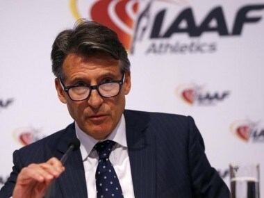 IAAF president Sebastian Coe attends a news conference. Reuters