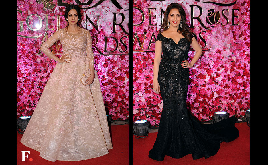 90's Bollywood divas Sridevi and Madhuri Dixit stunned crowds at the Lux Golden Rose Awards. FirstPost/ Sachin Gokhale 90's Bollywood divas Sridevi and Madhuri Dixit stunned crowds at the Lux Golden Rose Awards. FirstPost/ Sachin Gokhale