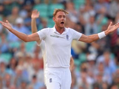 England's Stuart Broad appealing in a Test match against Pakistan. AFP