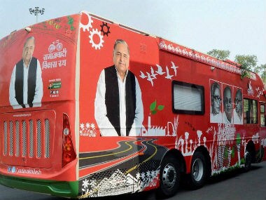 The red mercedes bus broke down soon after the rath yatra was flagged off. Twitter @zankrut