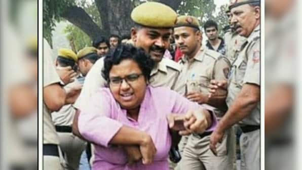 JNU missing student row: Twitterati agitates against Delhi Police manhandling female protester