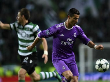 Real Madrid's Cristiano Ronaldo in action against Sporting Lisbon in the Champions League. AFP