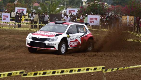 APRC 2016: Team MRF Skoda's Fabian Kreim fastest during SSS at India Rally in Chikmagalur APRC 2016: Team MRF Skoda's Fabian Kreim fastest during SSS at India Rally in Chikmagalur