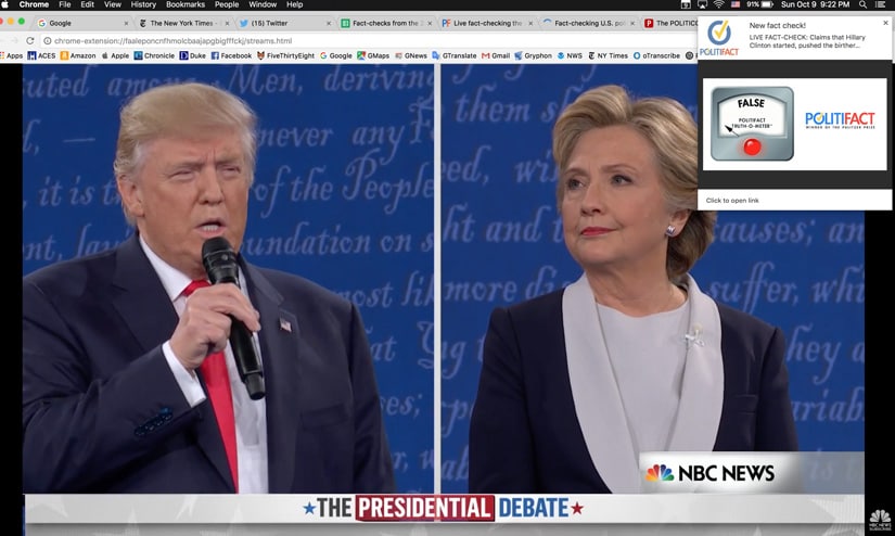 A screengrab of the FactPopup tool built by PolitiFact. Image courtesy: Reporterslab.org