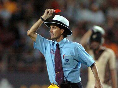 A memorable moment in the first ever T20I between Australia and New Zealand in which umpire Billy Bowden flashed red card to Glenn McGrath for attempting an under-arm ball. Getty Images