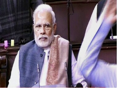 Prime Minister Narendra Modi in Rajya Sabha on Thursday. PTI