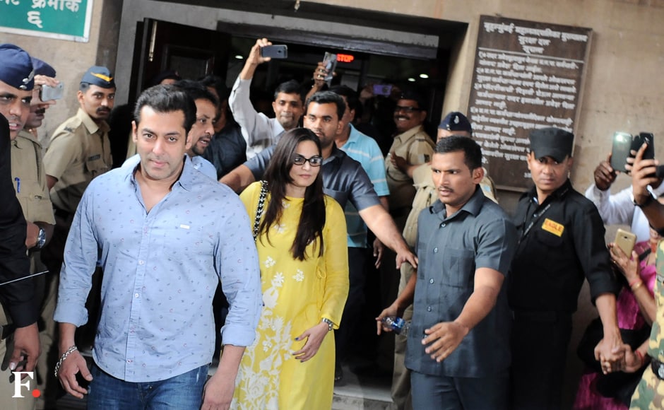Salman Khan was also accompanied by his sister Alvira Khan Agnihotri. Firstpost/Sachin Gokhale Salman Khan was also accompanied by his sister Alvira Khan Agnihotri. Firstpost/Sachin Gokhale