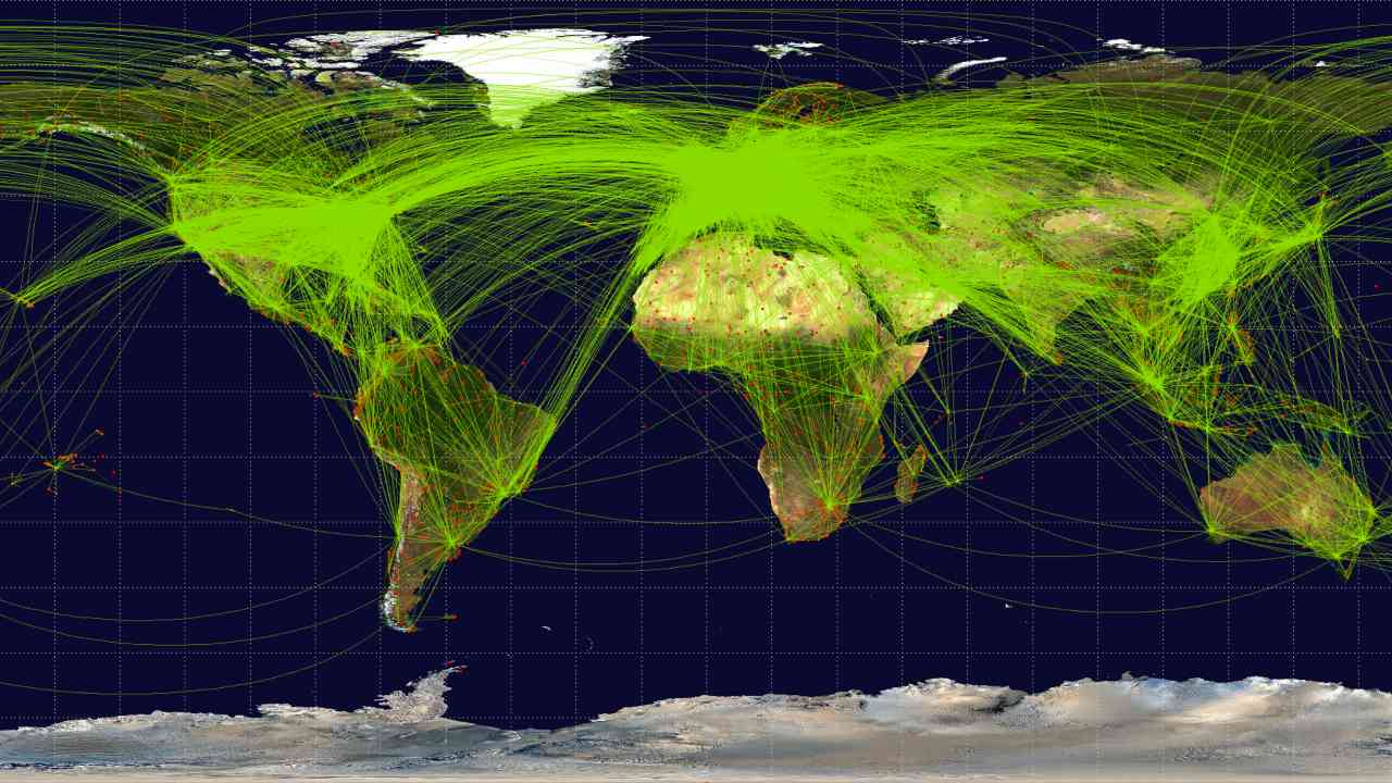This map plots scheduled flights, more than 50,000 of them, from June 2009. This map plots scheduled flights — more than 50,000 of them — from June 2009. With Aireon flight tracking, powered by a radio developed by Harris Corporation, air traffic control agencies will be able to see in real time the location and heading of every plane in the air.