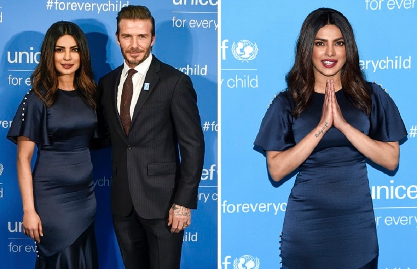 Priyanka with David Beckham. The actress has completed 10 years as a Goodwill Ambassador for Unicef. AP Photos