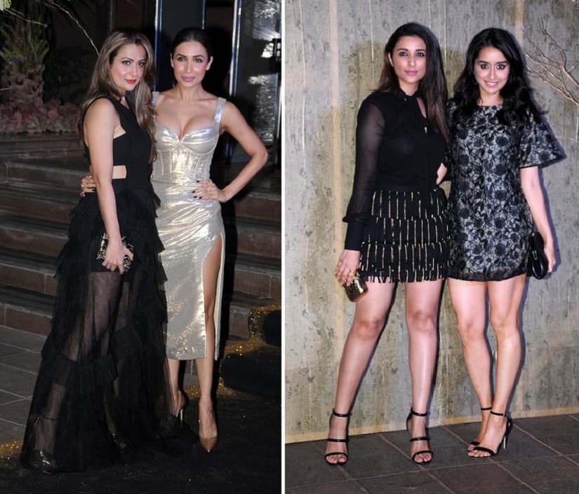 Amrita and Malaika Arora; Parineeti Chopra with Shraddha Kapoor. Photos: Sachin Gokhale/Firstpost