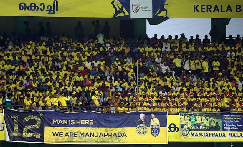 The Kerala crowd has certainly caught an eye and players and coaches from all over the league have acknowledged their fantastic support. Image courtesy: Facebook/Manjappada Fan Club