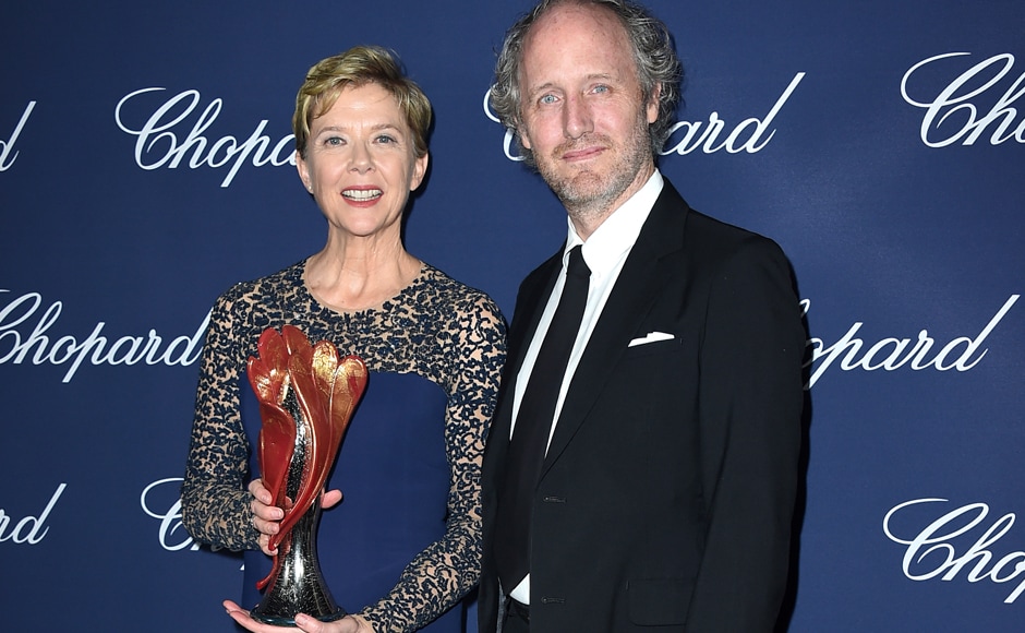 Annette Bening, winner of the Career Achievement award for '20th Century Women', poses backstage with presenter Mike Mills at the 28th annual Palm Springs International Film Festival Awards Gala. AP Photo Annette Bening, winner of the Career Achievement award for '20th Century Women', poses backstage with presenter Mike Mills at the 28th annual Palm Springs International Film Festival Awards Gala. AP Photo