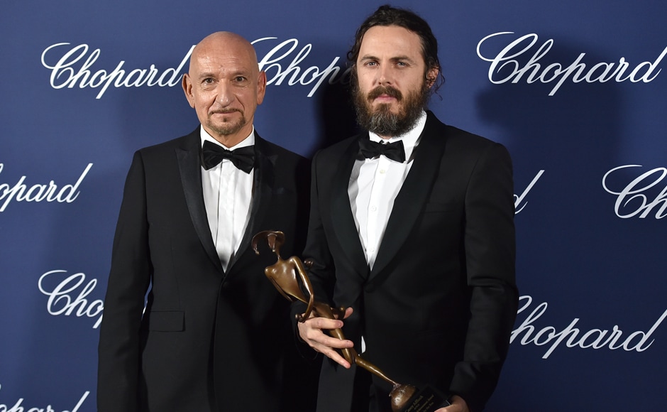 Casey Affleck, winner of the Desert Palm Achievement actor award for 'Manchester by the Sea', poses backstage with presenter Ben Kingsley at the 28th annual Palm Springs International Film Festival Awards Gala. AP Photo Casey Affleck, winner of the Desert Palm Achievement actor award for 'Manchester by the Sea', poses backstage with presenter Ben Kingsley at the 28th annual Palm Springs International Film Festival Awards Gala. AP Photo