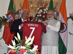 PM Modi receives jersey signed by Cristiano Ronaldo from Portugal PM  Antonio Costa