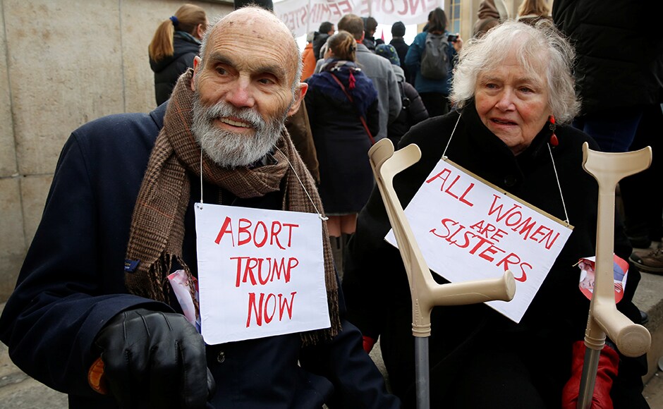 A tide of women and men — teens, pensioners, parents with toddlers on their shoulders — swelled into the streets around the National Mall for hours before flowing towards the White House in a determined show of unity. Photo: Reuters A tide of women and men — teens, pensioners, parents with toddlers on their shoulders — swelled into the streets around the National Mall for hours before flowing towards the White House in a determined show of unity. Photo: Reuters