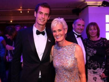 Andy Murray poses with his mum Judy Murray. Getty